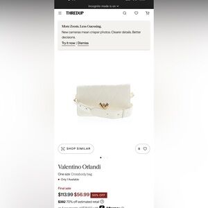 Valentino Orlandi Quilted Cream Crossbody with Gold Accent - NWT